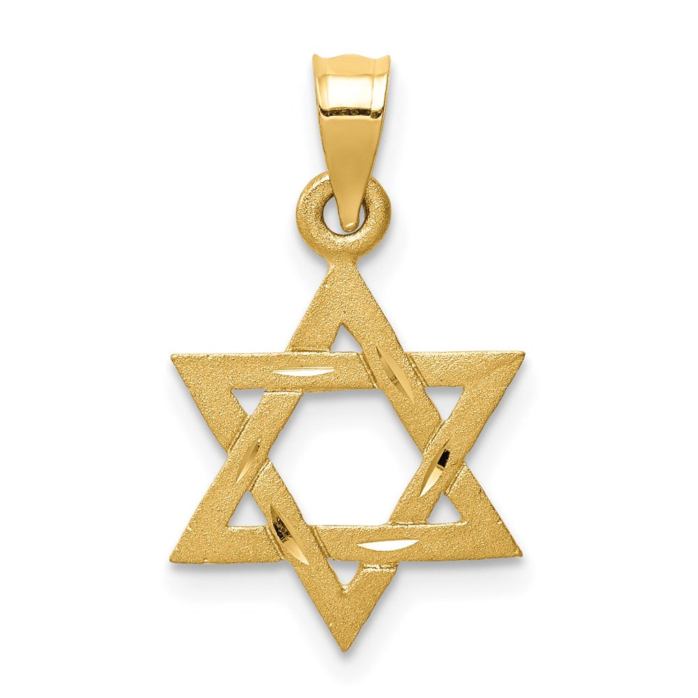 14k Solid Satin Star of David Charm, 21 x 13 mm