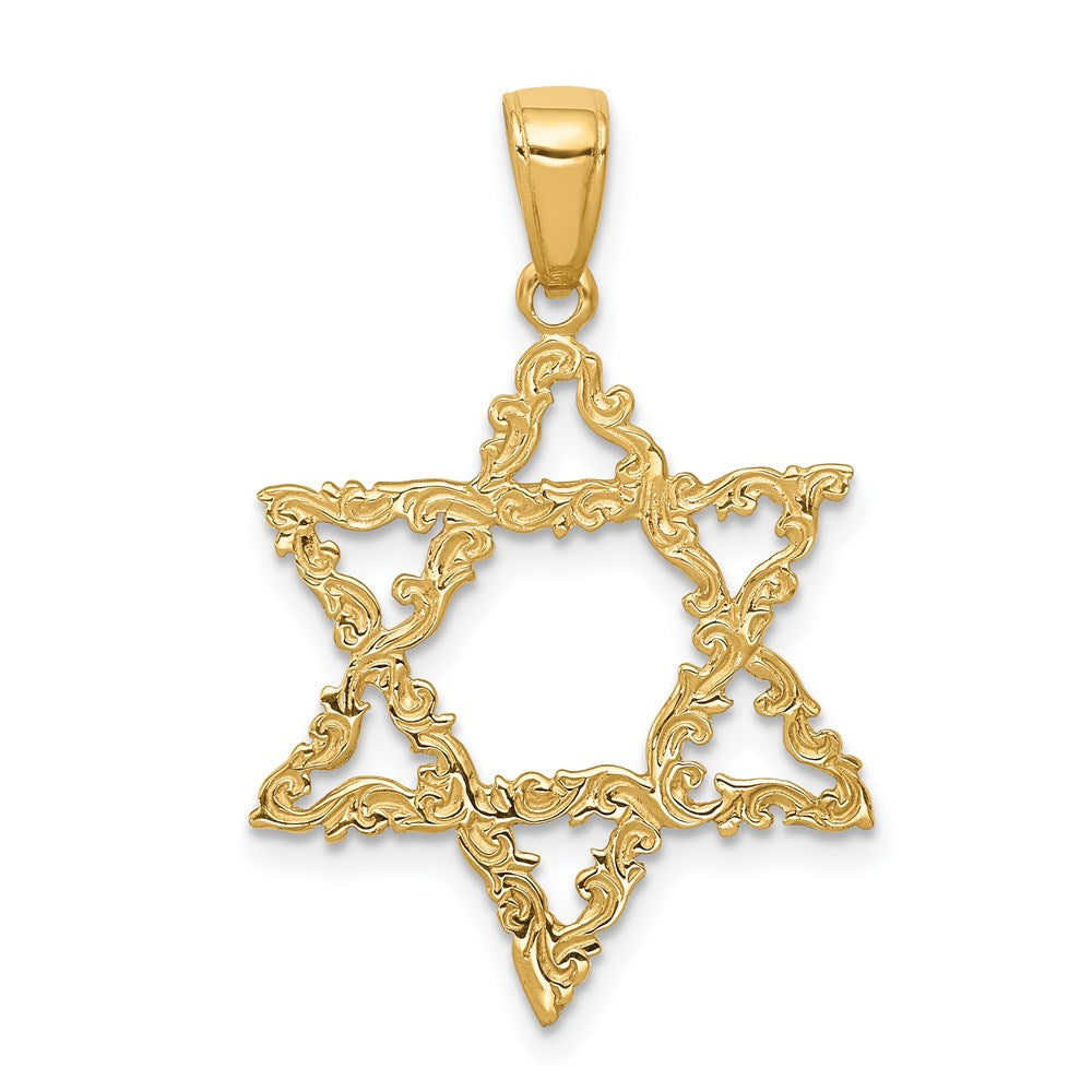 14k Fancy Star of David Pendant, 29 x 20 mm