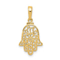14k Filigree Chamseh Pendant, 23 x 12 mm