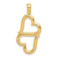 14K Polished 3-D Connected Double Hearts Pendant, 39 x 17.5 mm