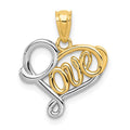 14k and White Rhodium LOVE Heart Pendant, 18 x 15 mm