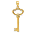 14K Polished 3-D KEY TO MY HEART Key Charm, 42 x 15.7 mm
