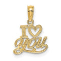 14K Polished and Textured I HEART YOU Charm, 14.2 x 12.45 mm