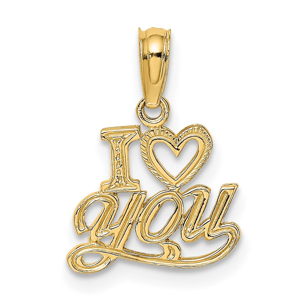14K Polished and Textured I HEART YOU Charm, 14.2 x 12.45 mm