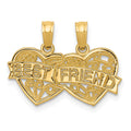14K BEST FRIEND 2-Piece Break-apart Double Hearts Pendant, 15.5 x 20 mm