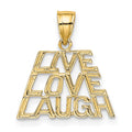 14K LIVE LAUGH LOVE Charm, 16 x 16.15 mm