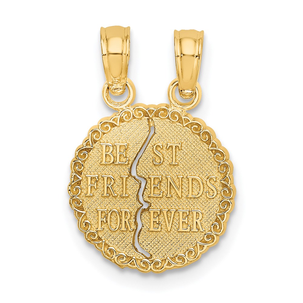 14K BEST FRIENDS FOREVER 2-Piece Break-apart Charm, 16.5 x 12.5 mm