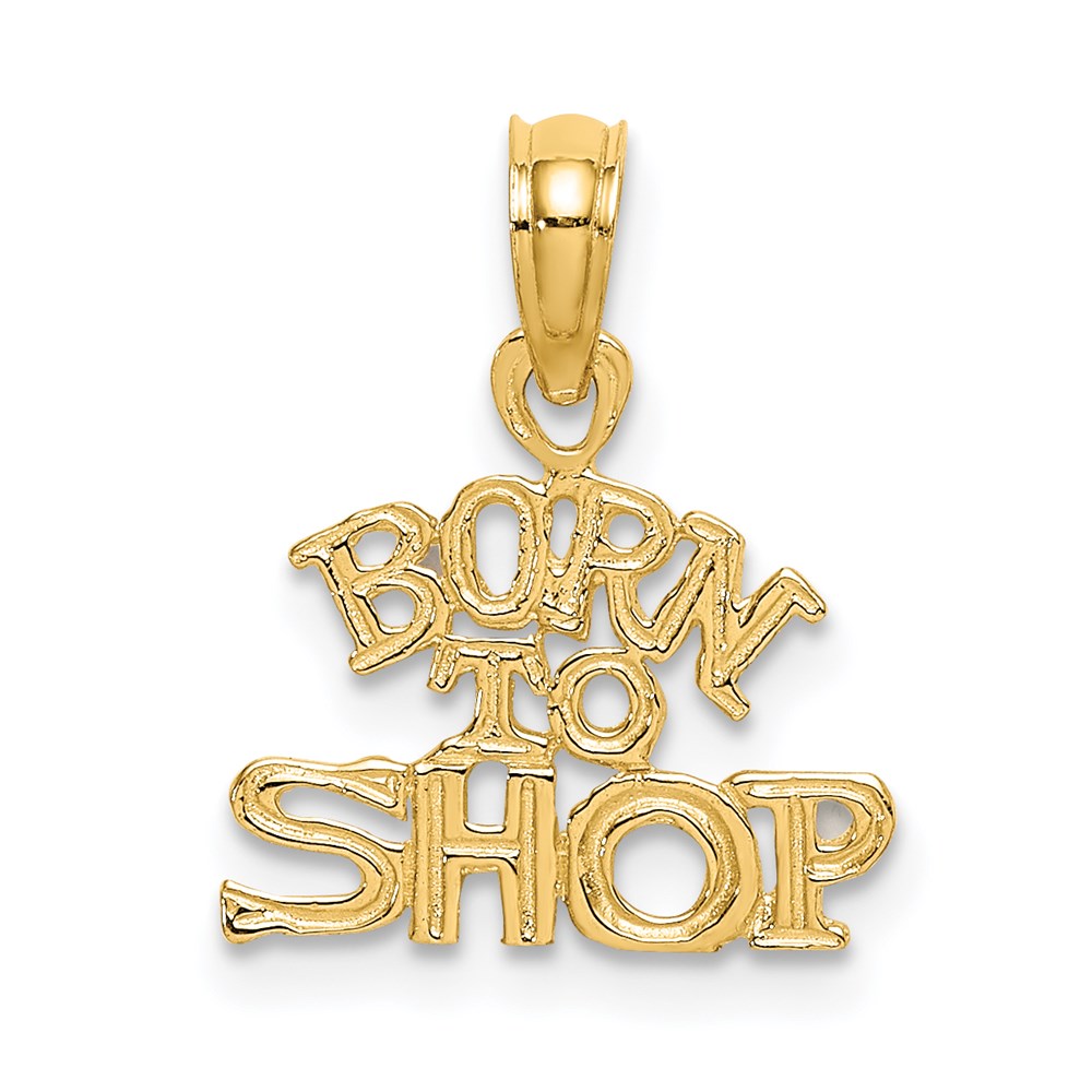 14K BORN TO SHOP Charm, 8.9 x 13.4 mm