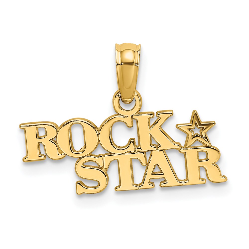 14K Polished ROCK STAR Charm, 14.75 x 19.6 mm