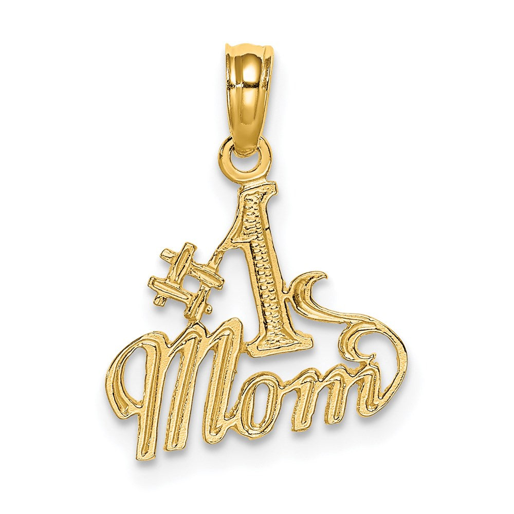 14K Polished #1 MOM Pendant, 15.1 x 13.4 mm