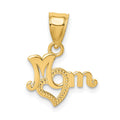 14K MOM with Heart Charm, 15.6 x 15.7 mm