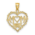 14K MOM in Heart Charm, 19.9 x 16.1 mm