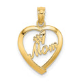 14K #1 MOM in Heart Charm, 19.4 x 13.8 mm