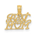 14K BEST MOM with Heart Charm, 13 x 12.7 mm