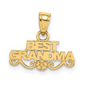14k BEST GRANDMA with Flower Pendant, 14 x 15 mm