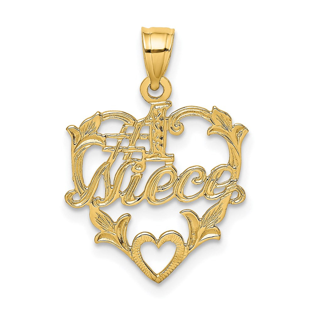 14K #1 NIECE in Heart Charm, 20.9 x 16.6 mm