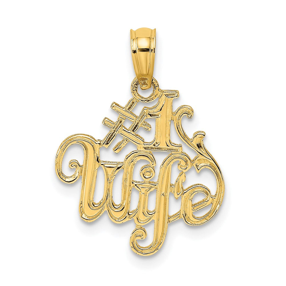 14K #1 WIFE Charm, 20.2 x 15.8 mm