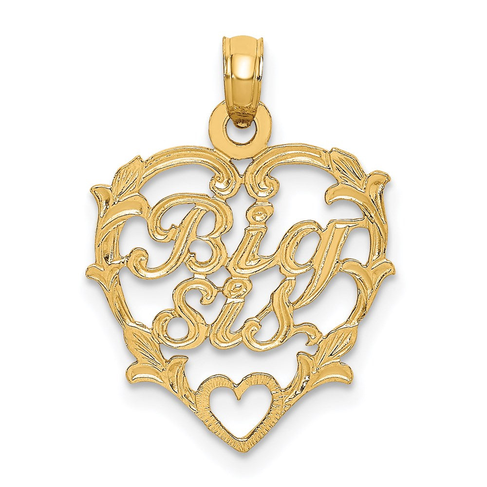 14K BIG SIS in Heart Charm, 20.6 x 16.9 mm