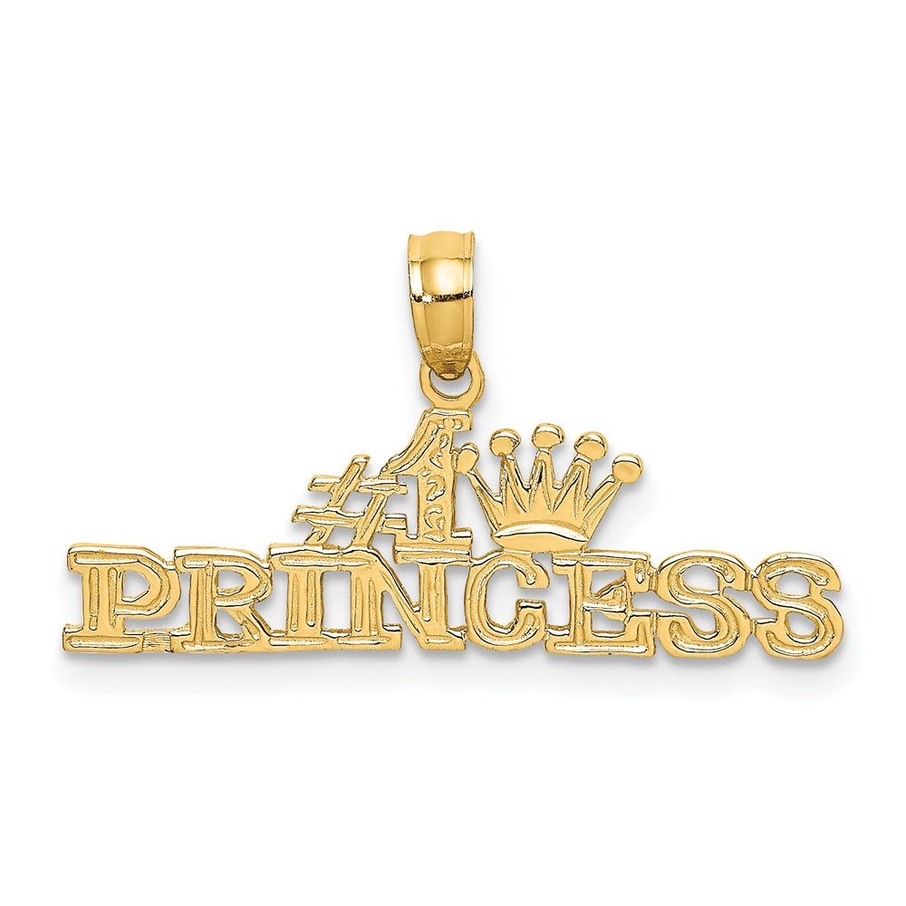 14K #1 PRINCESS with Crown Charm, 13 x 27 mm