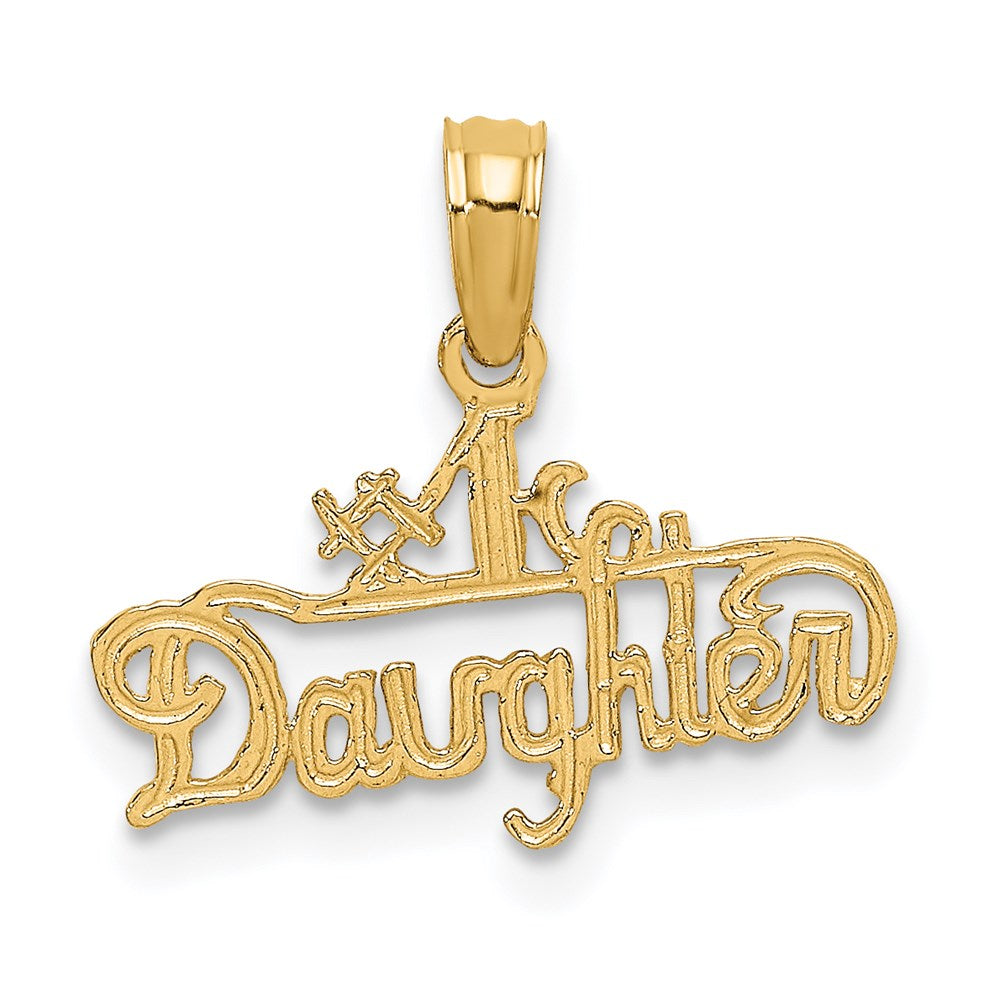 14K #1 DAUGHTER Charm, 13.1 x 16.8 mm