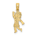 14K Girl Waving with Flower on Blouse Charm, 18.84 x 7.54 mm