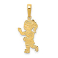 14K Little Girl Walking with Flowers Pendant, 23 x 10 mm