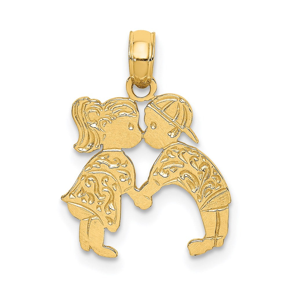 14K Kissing Boy and Girl Charm, 17.8 x 14.2 mm