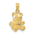 14K Teddy Bear Pendant, 19.5 x 10 mm