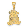 14K Dressed Up Teddy Bear Charm, 18 x 10 mm