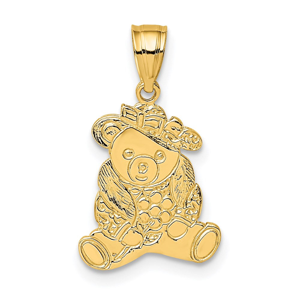 14K Dressed Up Teddy Bear Charm, 18 x 10 mm