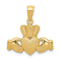 14K Claddagh Pendant with Textured Crown, 20 x 19 mm