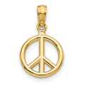 14K Polished 3-D Peace Symbol Pendant, 17.5 x 10 mm