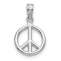 14K White Gold 3-D Polished Peace Symbol Pendant, 17.5 x 10 mm