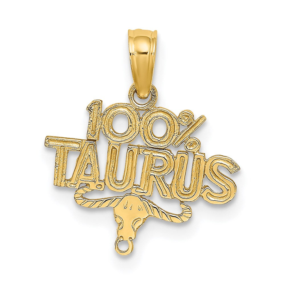 14K 100% TAURUS Zodiac Charm, 15.65 x 14.8 mm