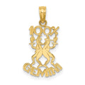14K 100% GEMINI Zodiac Charm, 19.7 x 11.9 mm