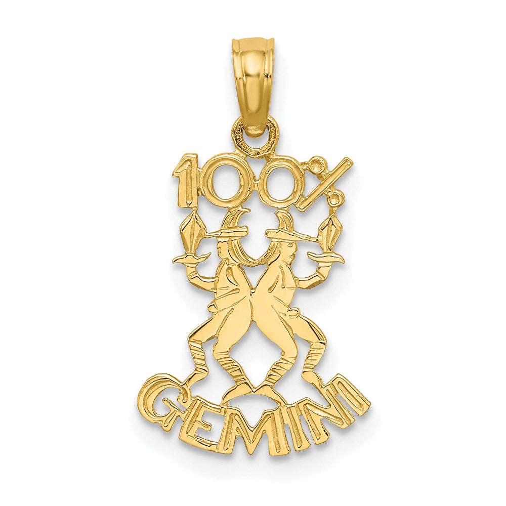 14K 100% GEMINI Zodiac Charm, 19.7 x 11.9 mm