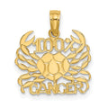 14K 100% CANCER Zodiac Charm, 16.95 x 15.25 mm