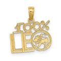 14K 100% LEO Zodiac Charm, 14.8 x 15.1 mm