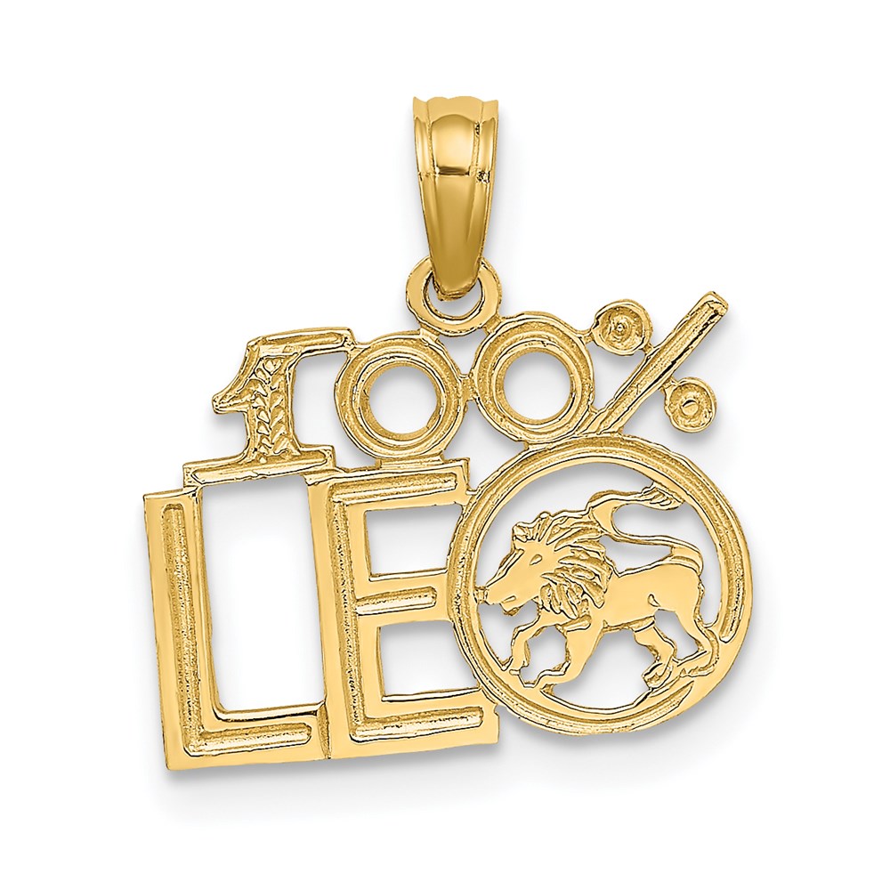 14K 100% LEO Zodiac Charm, 14.8 x 15.1 mm