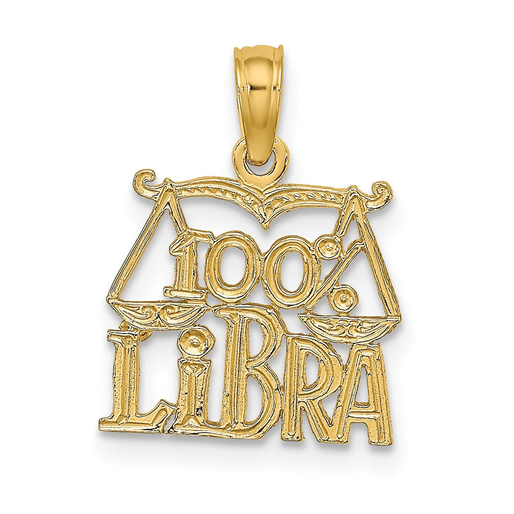 14K 100% LIBRA Zodiac Charm, 15.4 x 12.8 mm