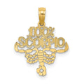 14K 100% SCORPIO Zodiac Charm, 18.7 x 16.15 mm