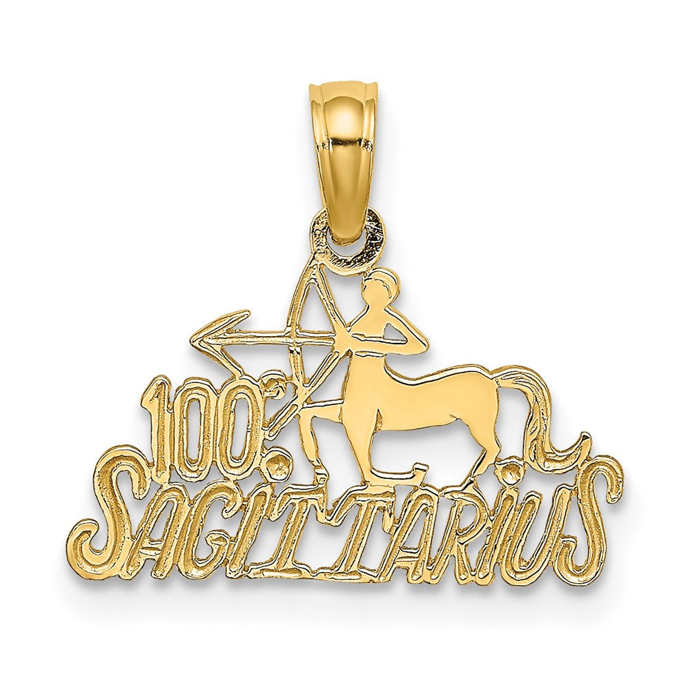 14K 100% SAGITTARIUS Zodiac Charm, 14 x 17.4 mm