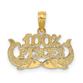 14K 100% PISCES Zodiac Charm, 13.1 x 17.85 mm
