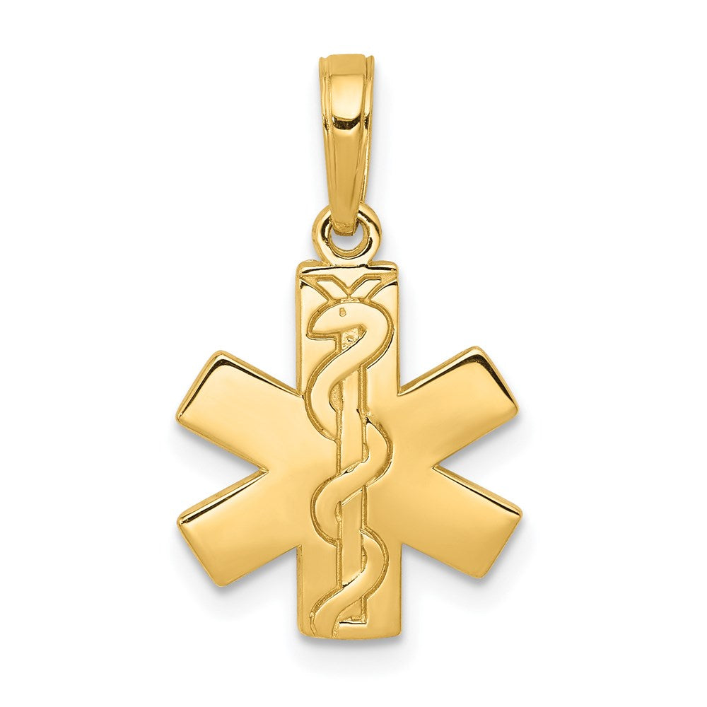14K Paramedic/EMT Symbol Pendant, 21 x 13 mm