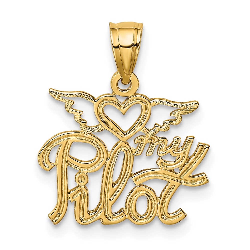 14K HEART MY PILOT Charm, 12.53 x 15.65 mm