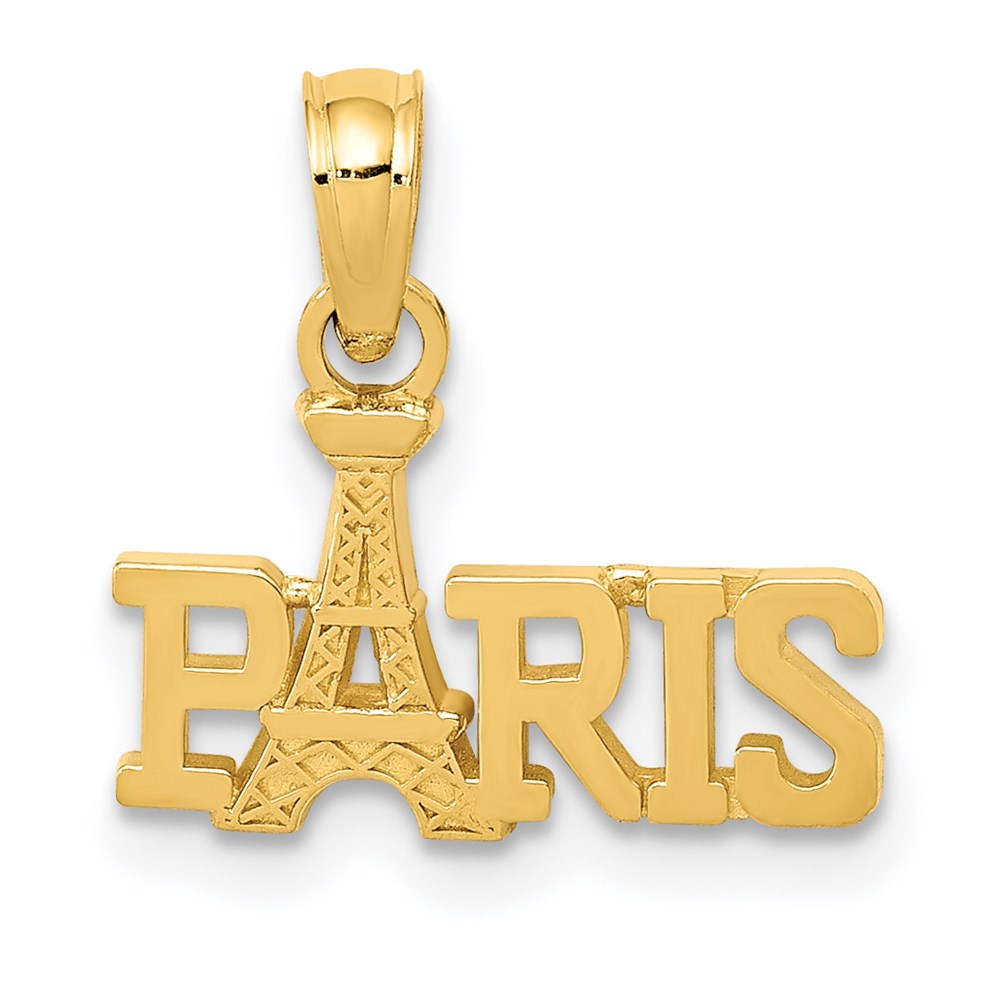 14K PARIS With Eiffel Tower Pendant, 15 x 13 mm