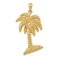 14K Large Palm Tree Pendant, 43 x 23 mm