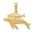 14K Mother and Baby Humpback Whale Pendant, 18 x 20 mm