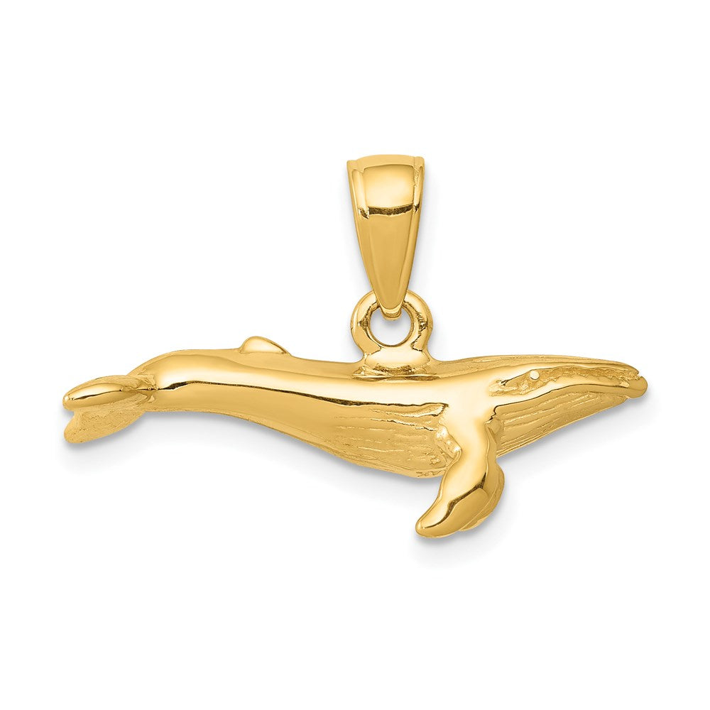 14K 3-D Humpback Whale Pendant, 16 x 23 mm