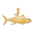 14K Yellowfin Tuna Fish Pendant, 20 x 35 mm